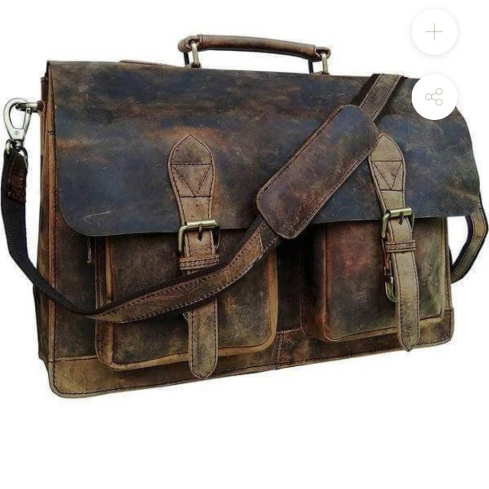 GRUNTLUXURY Men's Buffalo Leather Messenger Bag